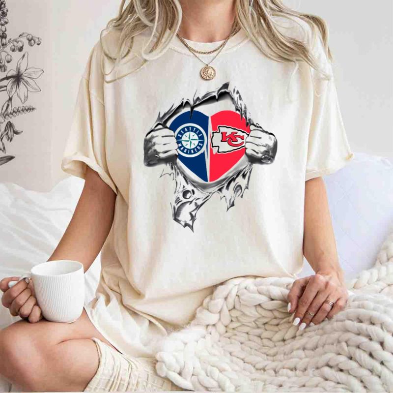 Seattle Mariners Kansas City Chiefs Heart T Shirt t shirt 1 1