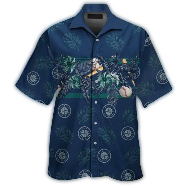Seattle Mariners Leafs Floral Pattern Hawaiian Shirt 1