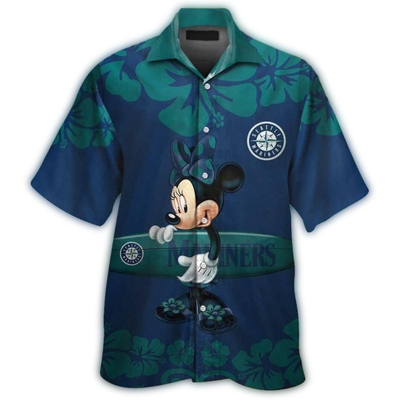 Seattle Mariners Minnie Mouse Surf Flower Tropical Hawaiian Shirt 1