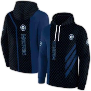 Seattle Mariners Monogram Pattern All Over Print Hoodie