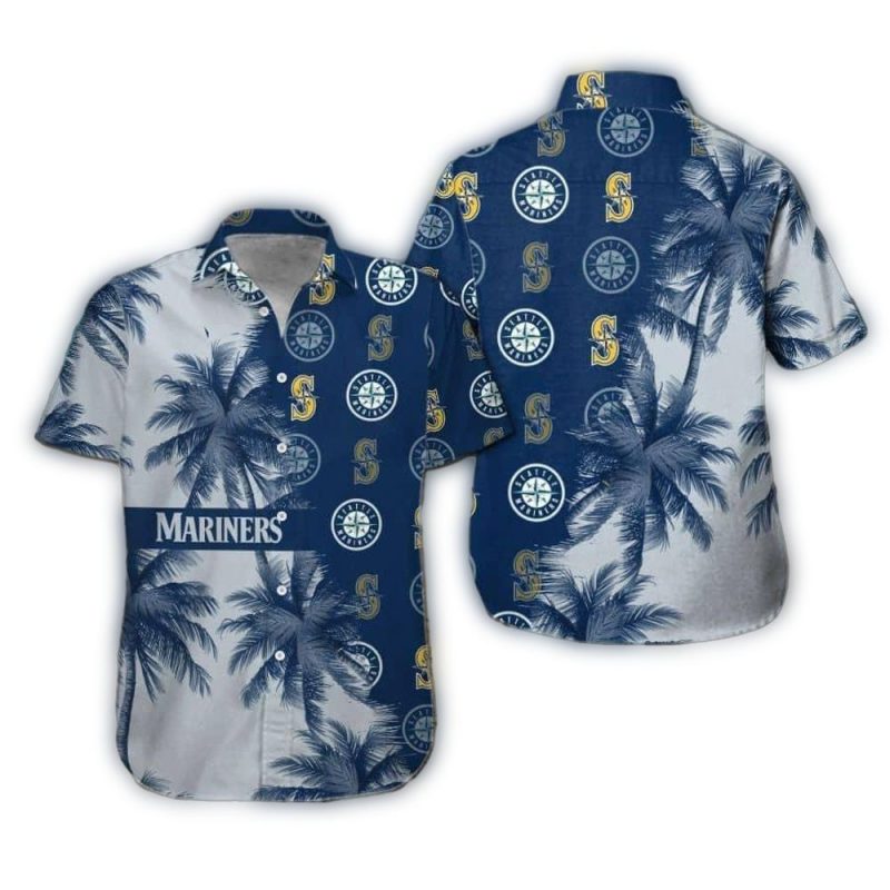 Seattle Mariners Multi Logo and Coconut Hawaiian Shirt 1
