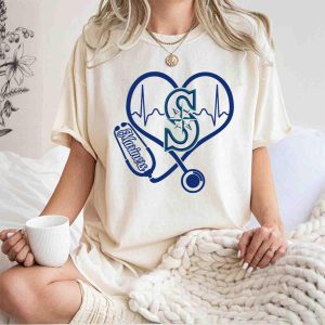 Seattle Mariners Nurse Heartbeat Stethoscope T-Shirt For Healthcare Heroes