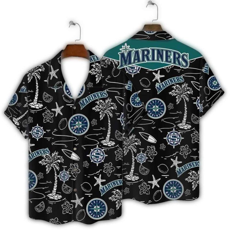 Seattle Mariners Ocean Palms Hawaiian Shirt 1