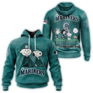 Seattle Mariners Peanuts And Snoopy All Over Print Hoodie