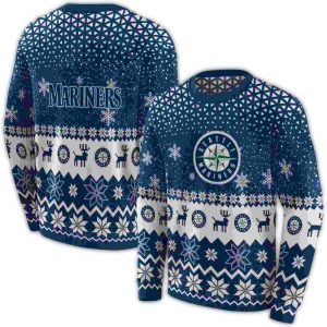 Seattle Mariners Reindeer Motif All Over Print Sweatshirt