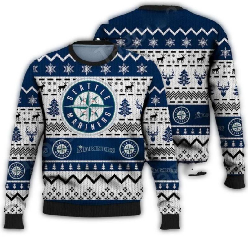 Seattle Mariners Reindeer Snowflakes Ugly Sweater 1