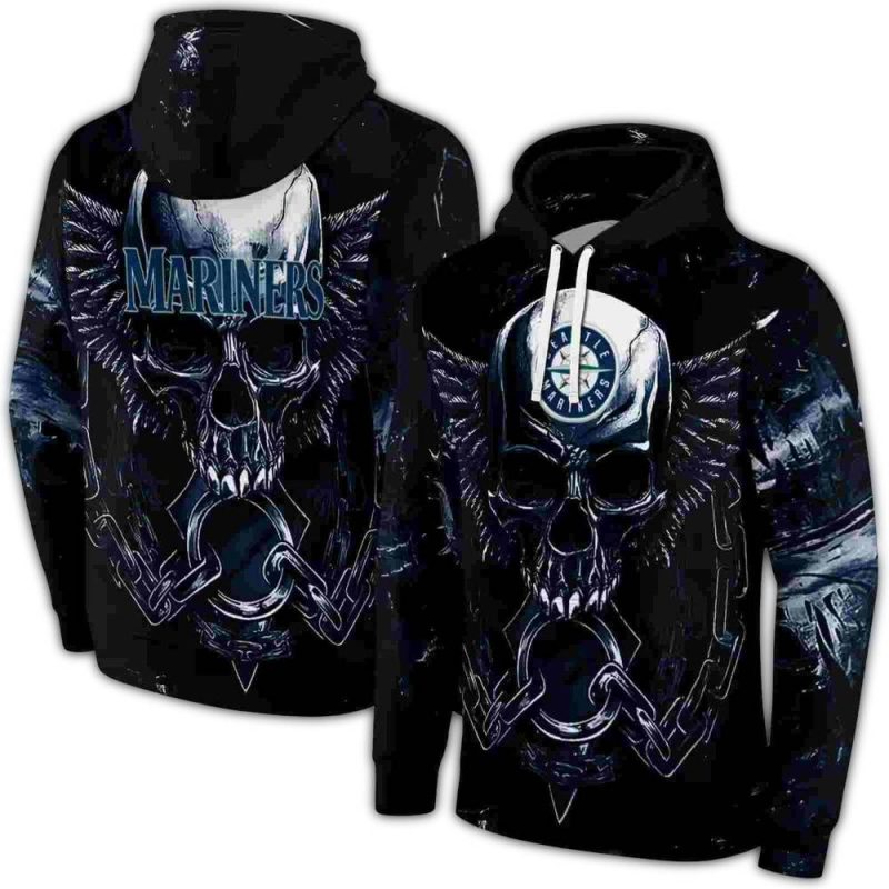 Seattle Mariners Skull Artwork AOP Hoodie 1