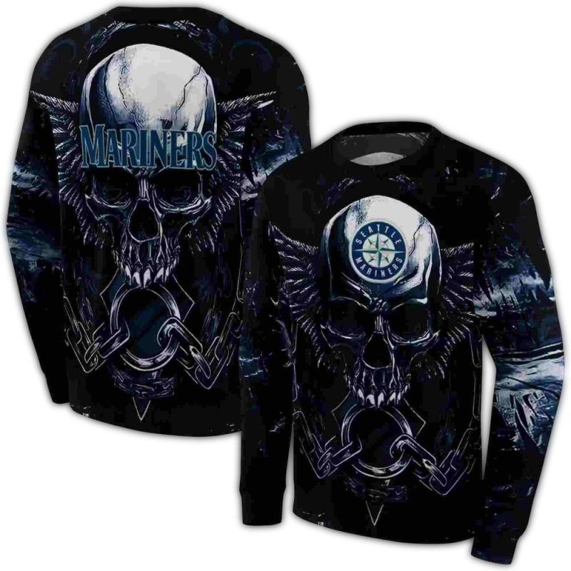 Seattle Mariners Skull Artwork AOP Sweatshirt 1