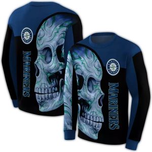 Seattle Mariners Skull Motif All Over Print Sweatshirt