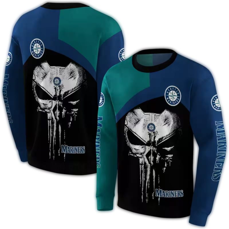 Seattle Mariners Skull Punisher AOP Sweatshirt 1