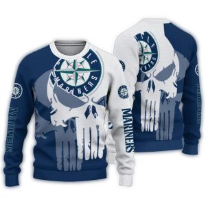 Seattle Mariners Skull Punisher Sweatshirt - Fun Ugly Holiday Sweater