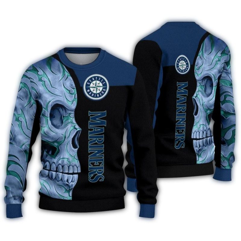 Seattle Mariners Skull Swirl Ugly Sweater 1