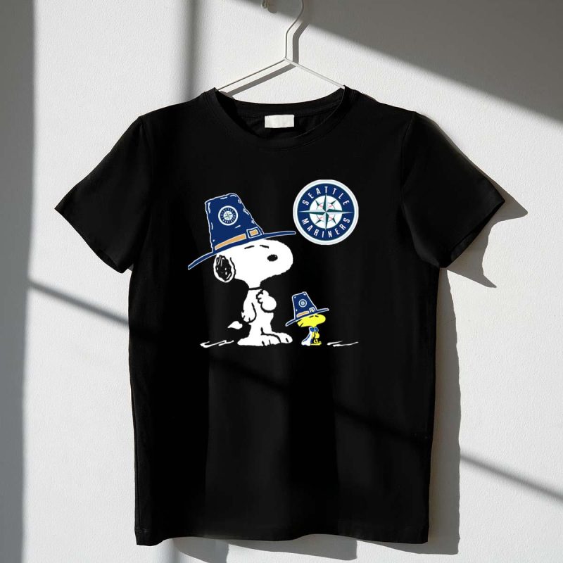 Seattle Mariners Snoopy Pilgrim Hat T Shirt t shirt 1 1
