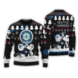 Seattle Mariners Snoopy Snowman Festive Christmas Sweatshirt