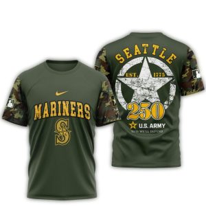 Seattle Mariners Special Us Army 250Th Birthday All Over Print T Shirt
