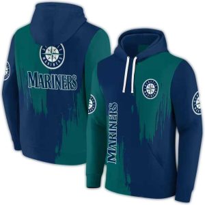 Seattle Mariners Splatter Effect All Over Print Hoodie