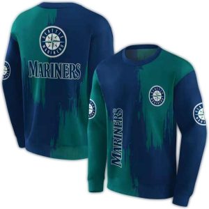 Seattle Mariners Splatter Effect All Over Print Sweatshirt