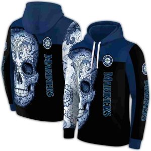 Seattle Mariners Sugar Skull All Over Print Hoodie