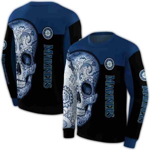 Seattle Mariners Sugar Skull All Over Print Sweatshirt