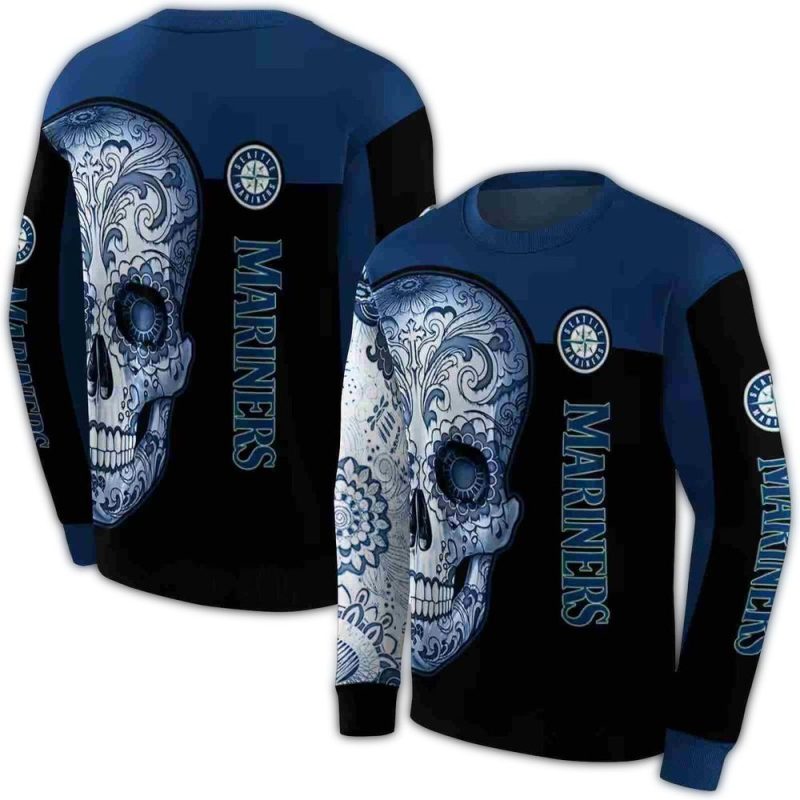 Seattle Mariners Sugar Skull AOP Sweatshirt 1