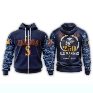 Seattle Mariners Usmc 250Th Birthday All Over Print Hoodie