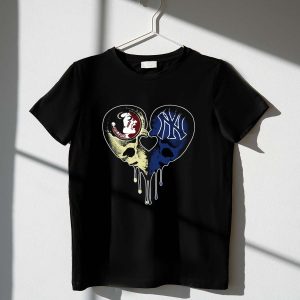Seminoles Yankees Heart Skull Drip T-Shirt For Fans And Collectors