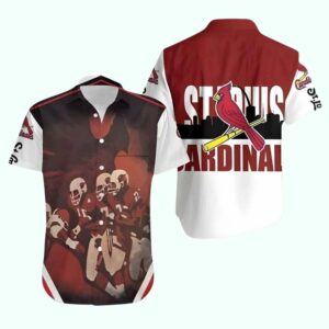 Men's Red & White Cardinals Baseball Graphic Hawaiian Shirt – Unisex Aloha Tee