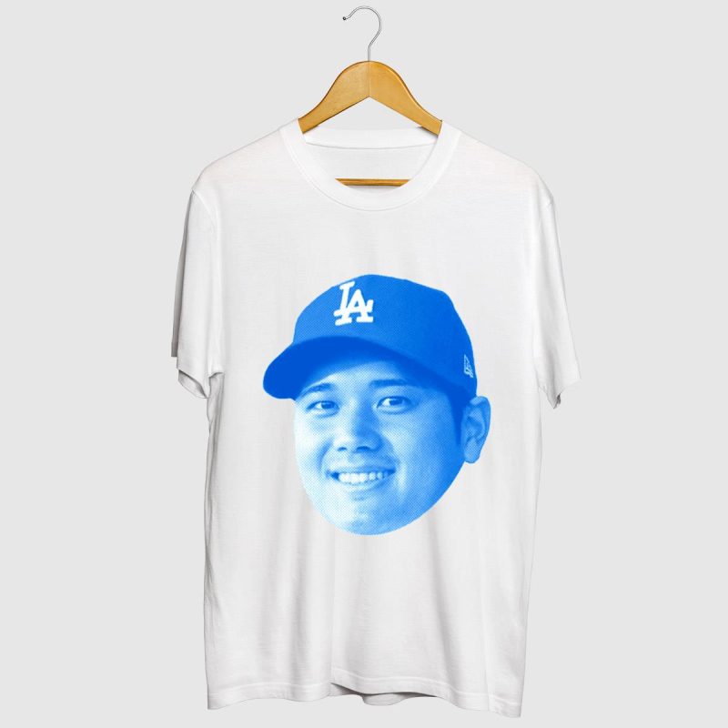 Shohei Ohtani Halftone Face Graphic T-Shirt for Baseball Fans - Image 2