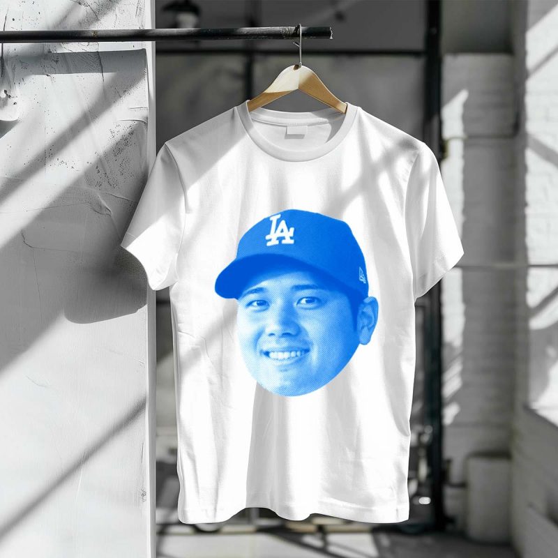 Shohei Ohtani Halftone Face Graphic T-Shirt for Baseball Fans - Image 3