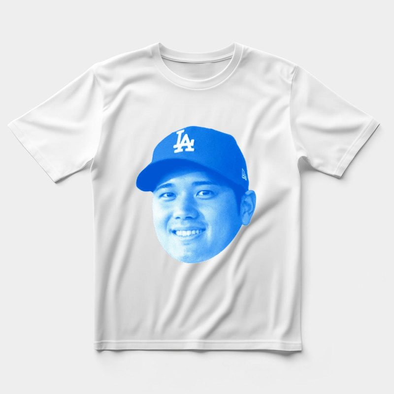 Shohei Ohtani Halftone Face Graphic T-Shirt for Baseball Fans - Image 5