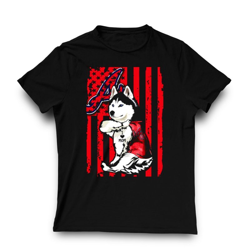Atlanta Braves Siberian Husky I Love Mom T-Shirt For Dog Lovers - Image 3