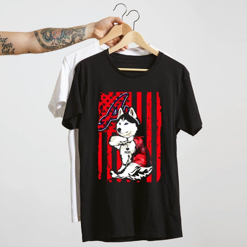 Atlanta Braves Siberian Husky I Love Mom T-Shirt For Dog Lovers - Image 4