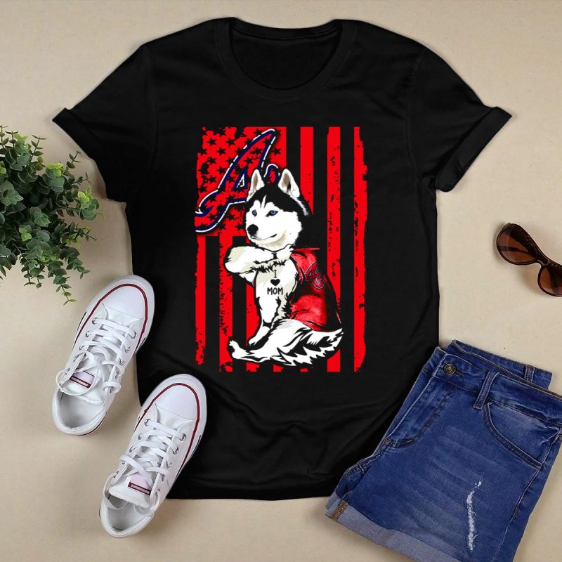 Atlanta Braves Siberian Husky I Love Mom T-Shirt For Dog Lovers - Image 5