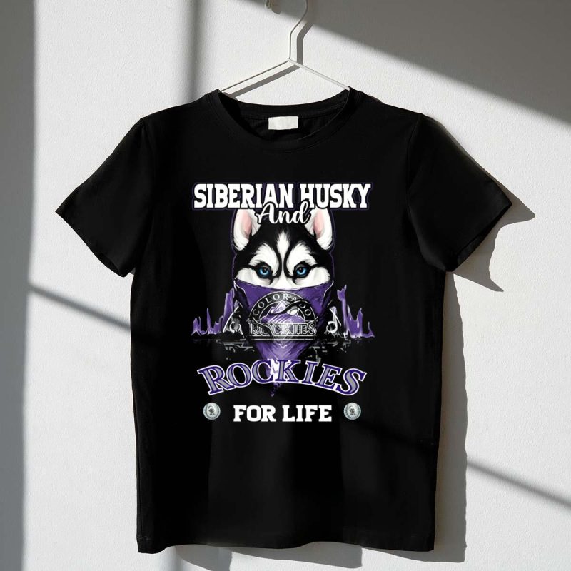 Siberian Husky and Colorado Rockies for Life T Shirt t shirt 1 1