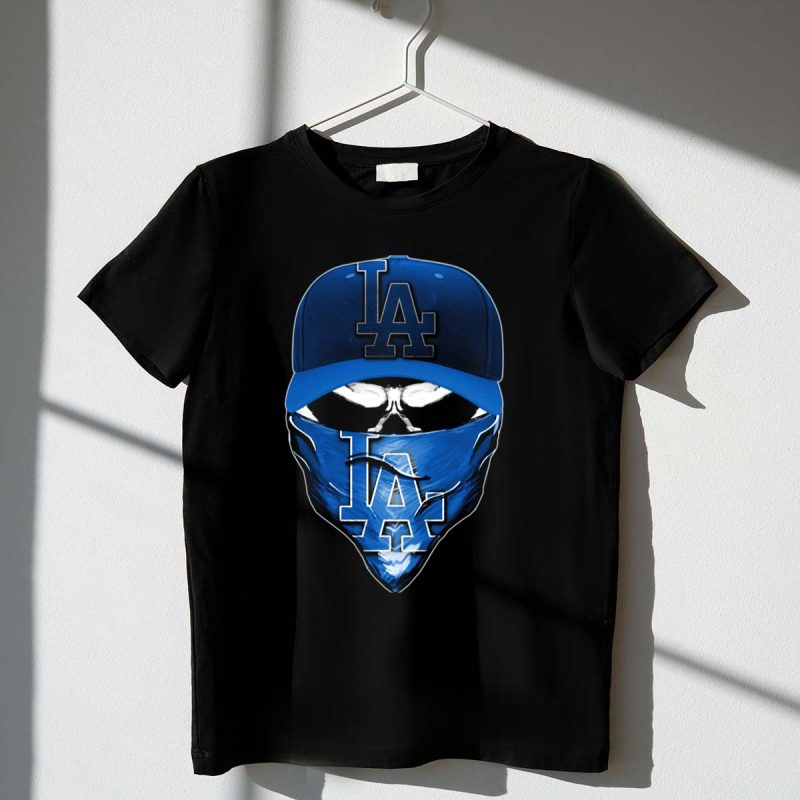 Skull LA Dodgers Hat Bandana T Shirt.jpeg t shirt 1 1
