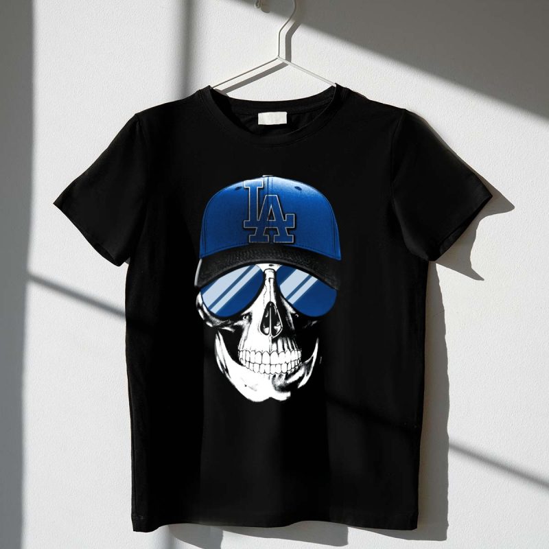 Skull Los Angeles Dodgers LA Cap Sunglasses T Shirt.jpeg t shirt 1 1
