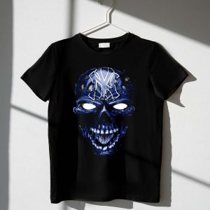 Grinning Skull New York Yankees Emblem T-Shirt For Fans