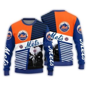 Skull Punisher Stripes New York Mets Sweater - Unique Ugly Design