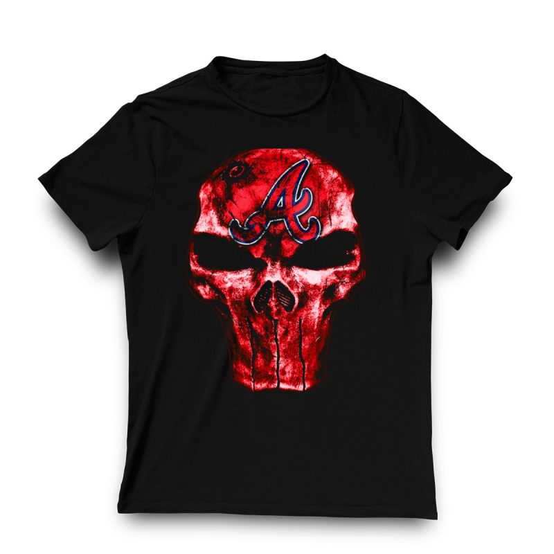 Atlanta Braves Skull V4 Red T-Shirt - Stylish Fan Apparel - Image 3
