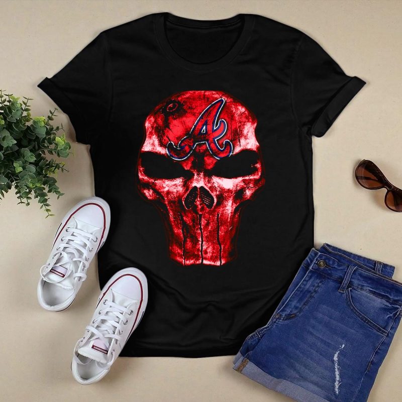 Atlanta Braves Skull V4 Red T-Shirt - Stylish Fan Apparel - Image 5