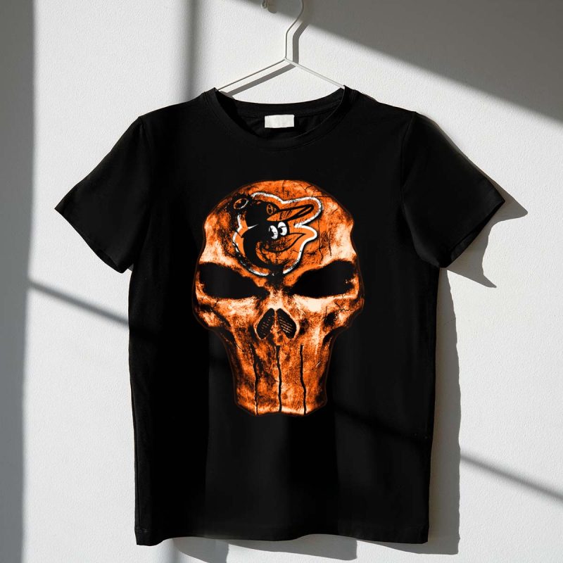 Skull V4 Baltimore Orioles Logo Grunge T Shirt t shirt 1 1