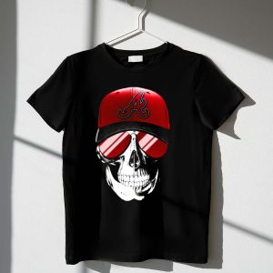 Atlanta Braves Skull V7 T-Shirt With Hat And Sunglasses Design
