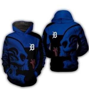 Detroit Tigers All Over Print Skull Hoodie For Fans And Collectors