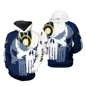 Skull punisher with milwaukee brewers 3d hoodie 1.jpg