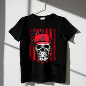 Atlanta Braves Hat Skull Graphic T-Shirt For Fans