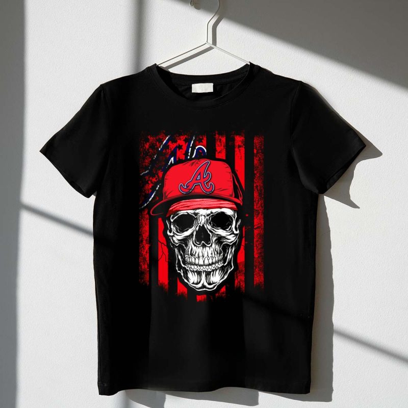 Atlanta Braves Hat Skull Graphic T-Shirt For Fans