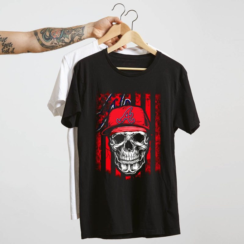 Atlanta Braves Hat Skull Graphic T-Shirt For Fans - Image 4