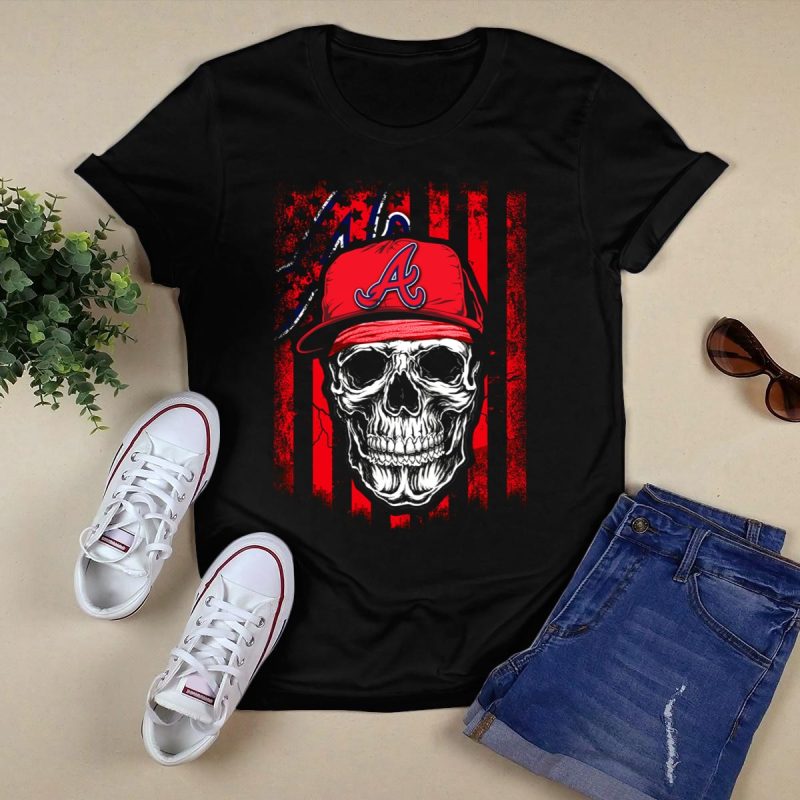 Atlanta Braves Hat Skull Graphic T-Shirt For Fans - Image 5