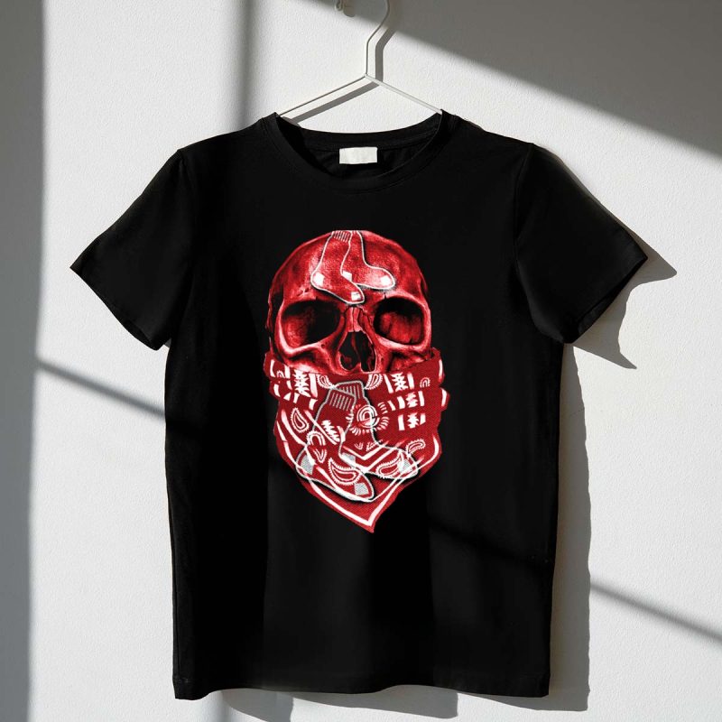 Skull with Bandana Boston Red Sox T Shirt t shirt 1 1