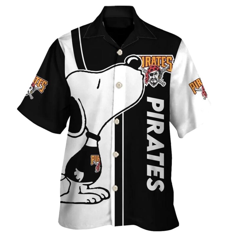 Snoopy Kiss Logo Graphic Printed Hawaiian Shirt for Pittsburgh Pirates Fans - Image 2